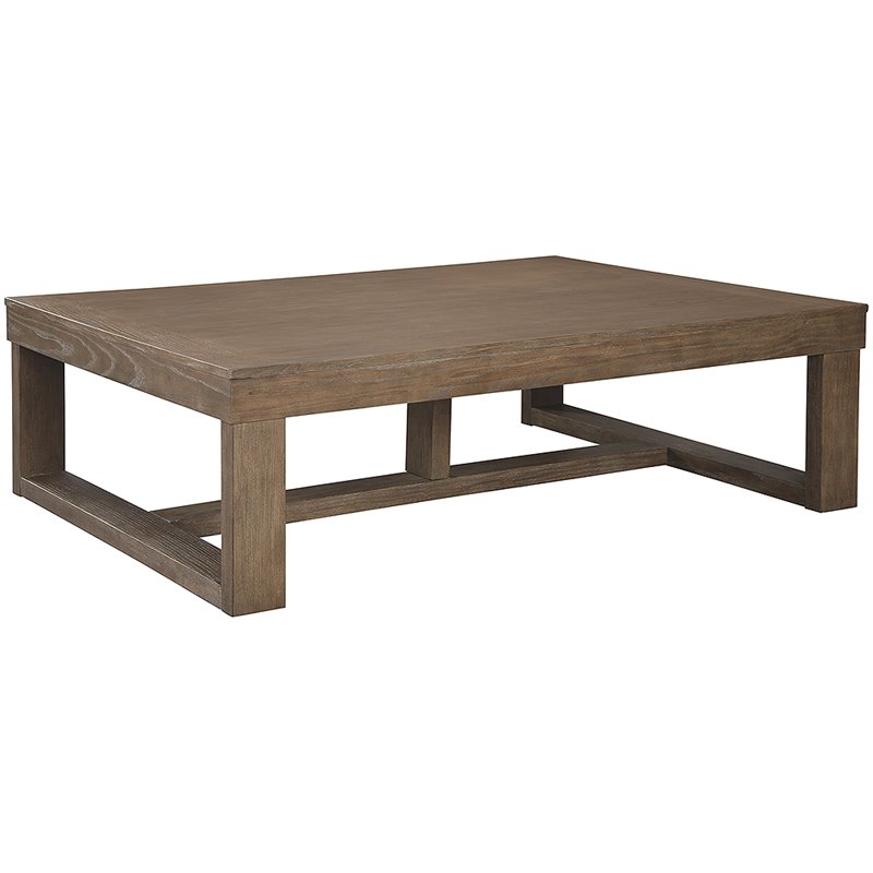 Bowery Hill Ash Veneers Grayish Brown Coffee Table Rectangular Plank-Effect 56