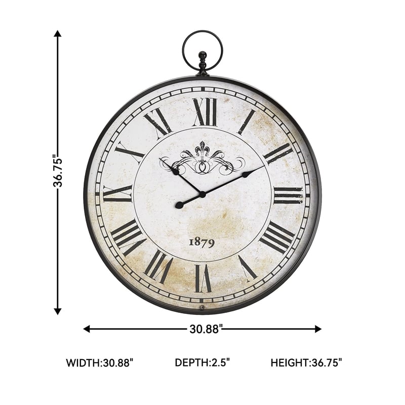 Bowery Hill Metal Wall Clock in Antique Black and Cream