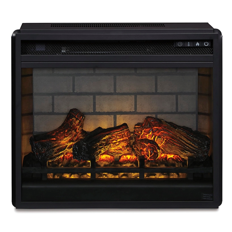 Bowery Hill Metal Electric Infrared LED Fireplace Insert in Black