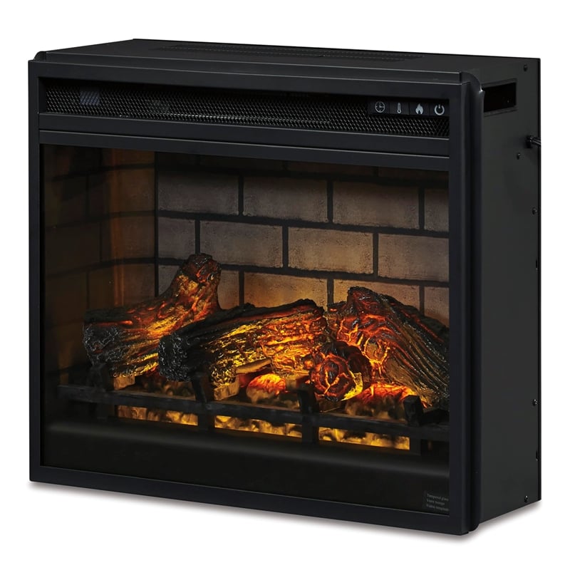Bowery Hill Metal Electric Infrared LED Fireplace Insert in Black