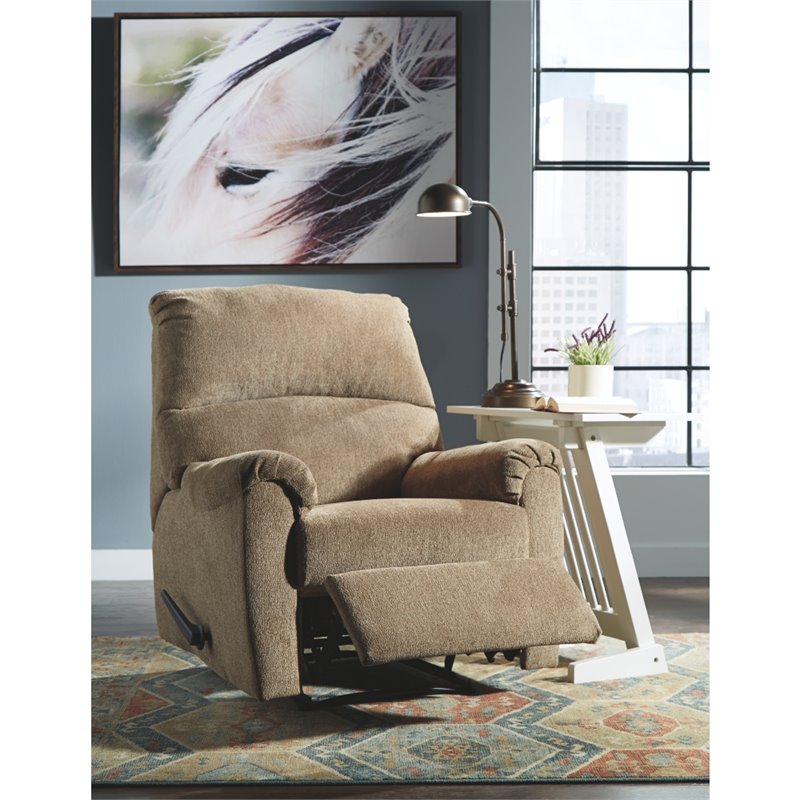 Bowery Hill Contemporary Fabric Wall Recliner in Mocha Espresso