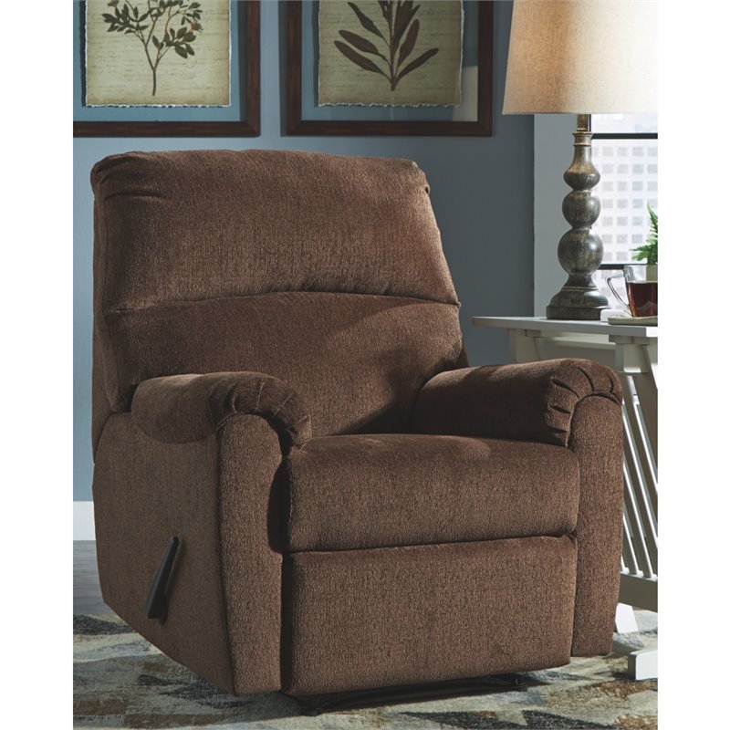 Bowery Hill Contemporary  Fabric Wall Recliner in Chocolate Finish