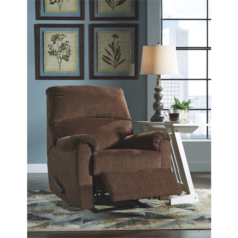 Bowery Hill Contemporary  Fabric Wall Recliner in Chocolate Finish