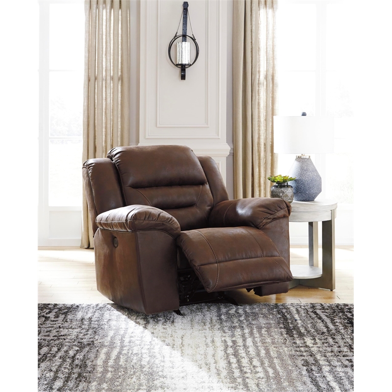 Bowery Hill Contemporary Fabric Rocker Recliner in Chocolate