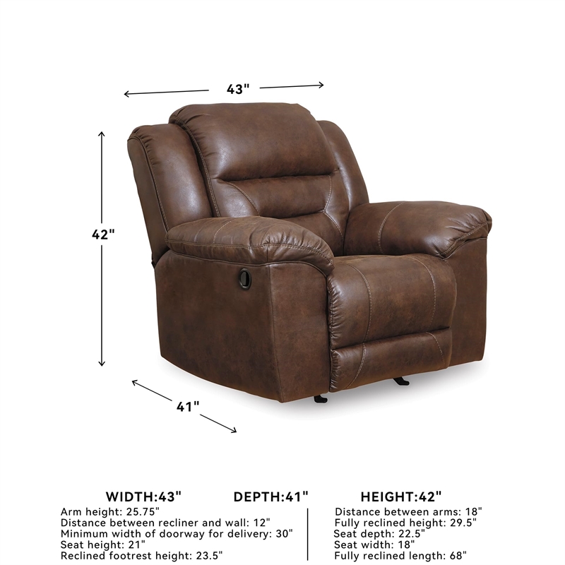 Bowery Hill Contemporary Fabric Rocker Recliner in Chocolate