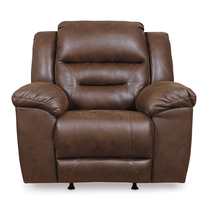 Bowery Hill Contemporary Fabric Rocker Recliner in Chocolate