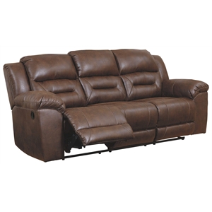 Bowery Hill Contemporary Fabric Reclining Sofa in Chocolate Finish