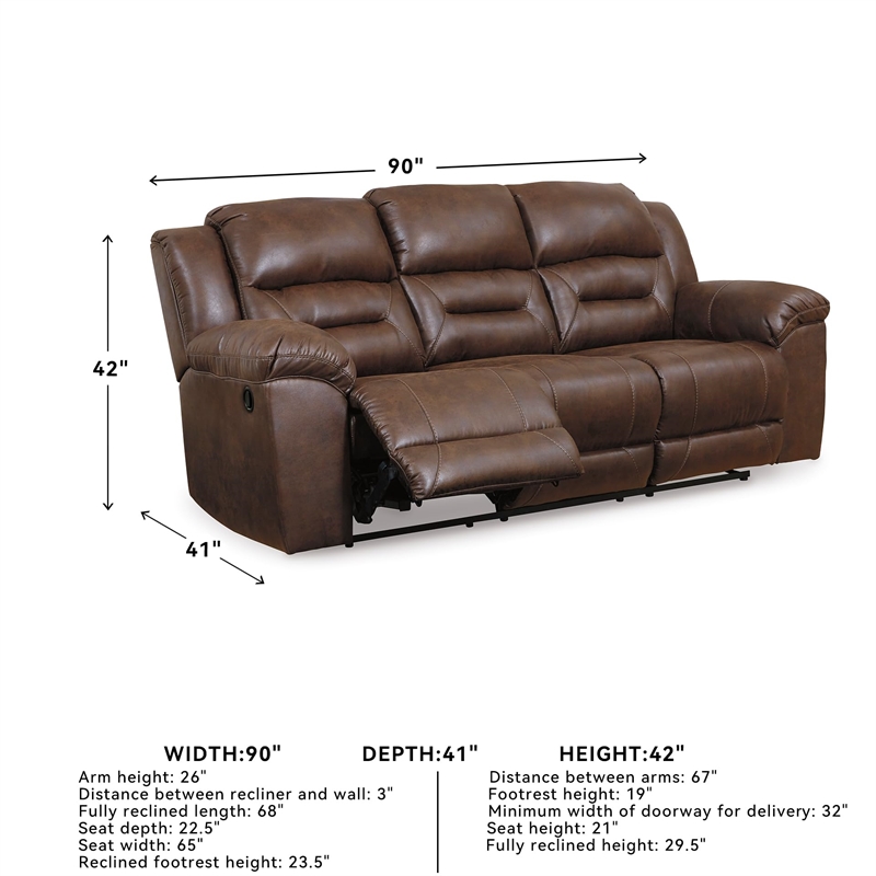 Bowery Hill Contemporary Fabric Reclining Sofa in Chocolate Finish