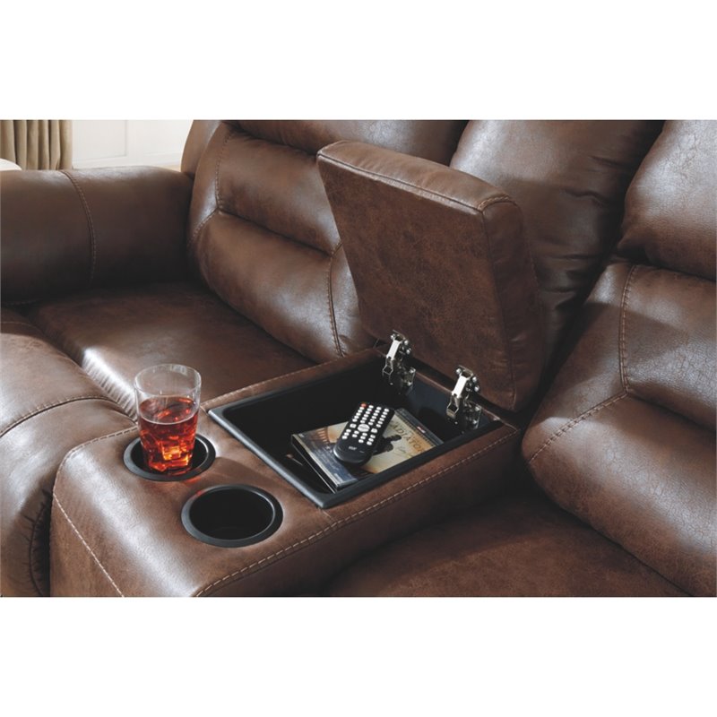 Bowery Hill Contemporary Power Reclining Loveseat in Chocolate