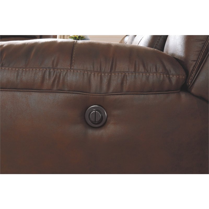 Bowery Hill Contemporary Faux Leather Power Rocker Recliner in Chocolate