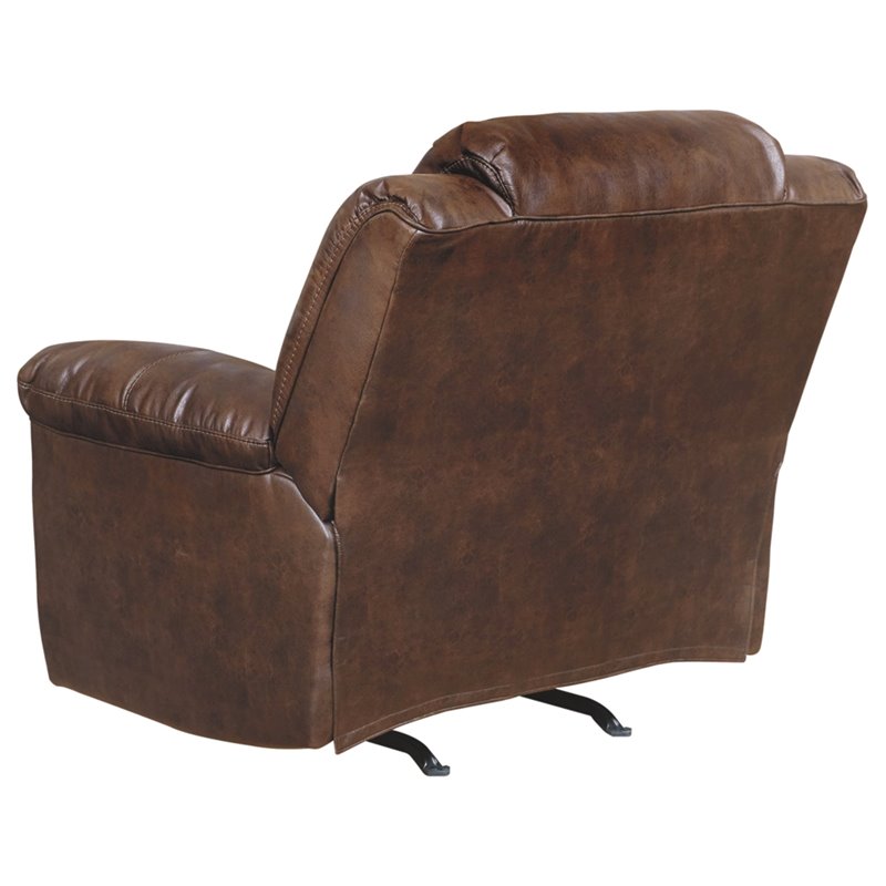 Bowery Hill Contemporary Faux Leather Power Rocker Recliner in Chocolate