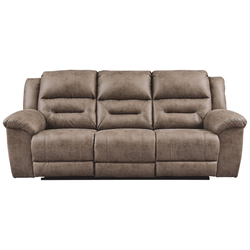 Bowery Hill Contemporary Fabric Power Reclining Sofa in Fossil