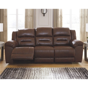 Bowery Hill Contemporary Reclining Loveseat with Console in Fossil