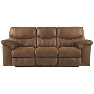 bowery hill contemporary fabric reclining sofa in bark brown