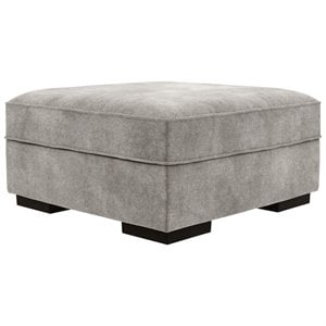 Bowery Hill Contemporary Fabric Ottoman with Storage in Silver