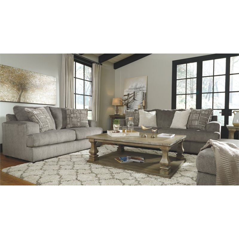 Bowery Hill Contemporary Microfiber Fabric Loveseat in Ash Gray Finish