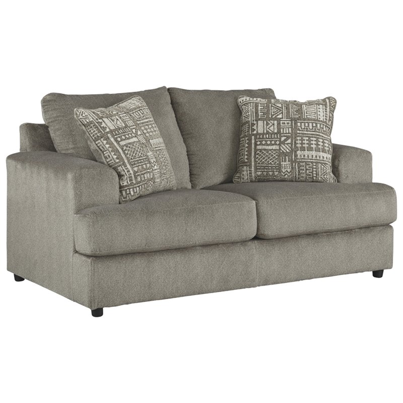 Bowery Hill Contemporary Microfiber Fabric Loveseat in Ash Gray Finish