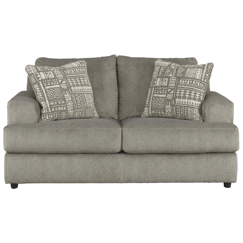 Bowery Hill Contemporary Microfiber Fabric Loveseat in Ash Gray Finish