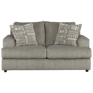 Bowery Hill Contemporary Microfiber Fabric Loveseat in Ash Gray Finish