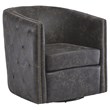 Bowery Hill Faux Leather Swivel Chair in Distressed Black Finish