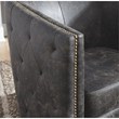 Bowery Hill Faux Leather Swivel Chair in Distressed Black Finish