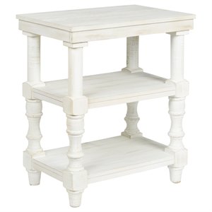 bowery hill modern wood accent table in antique white finish