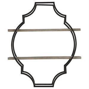 bowery hill traditional wall shelf in antique gray and black
