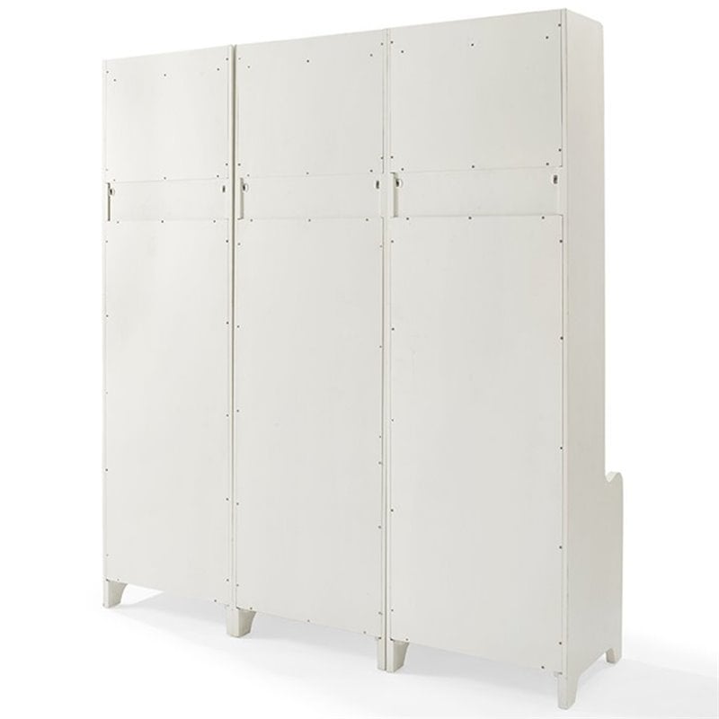 Bowery Hill Wood Hall Tree in Distressed White/Black (Set of 3)