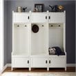 Bowery Hill Wood Hall Tree in Distressed White/Black (Set of 3)