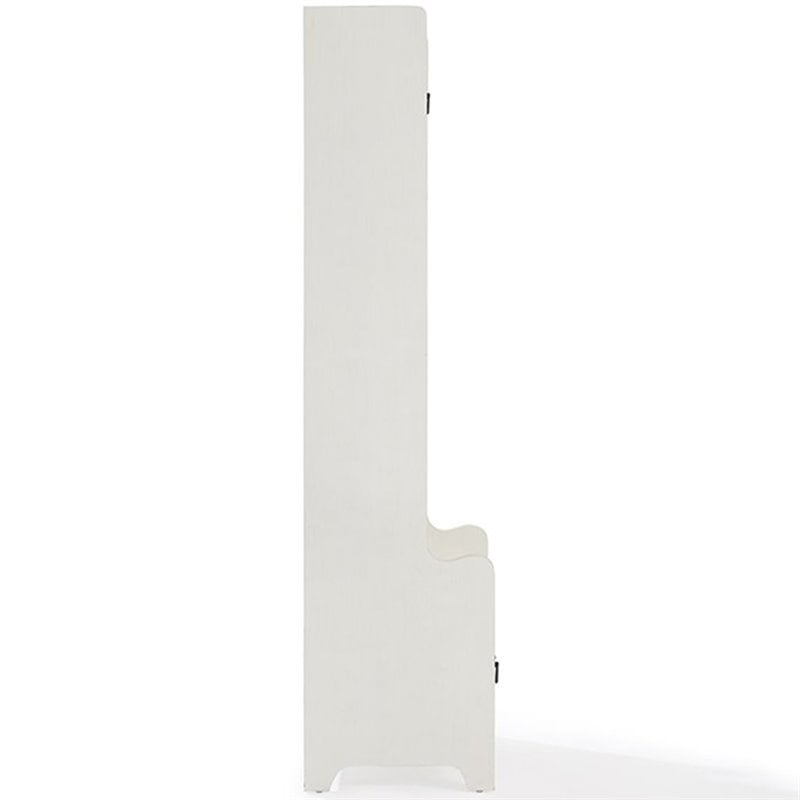 Bowery Hill Wood Hall Tree with 2 Cabinet Doors in Distressed White/Black