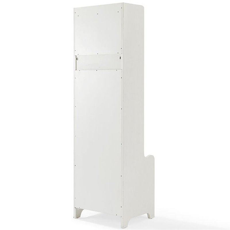 Bowery Hill Wood Hall Tree with 2 Cabinet Doors in Distressed White/Black