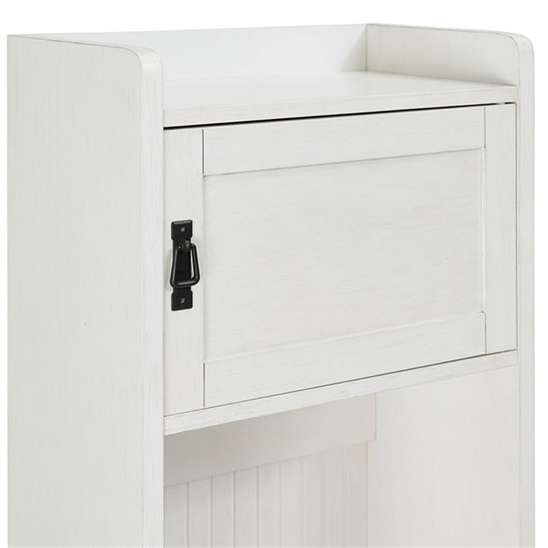Bowery Hill Wood Hall Tree with 2 Cabinet Doors in Distressed White/Black