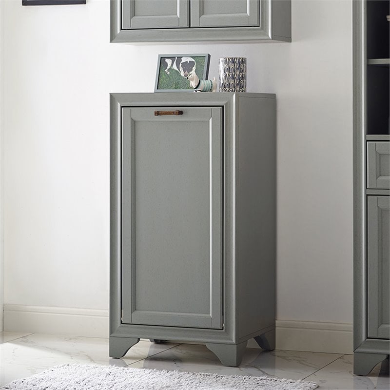 Bowery Hill Engineered Wood Laundry Hamper in Vintage Gray Finish