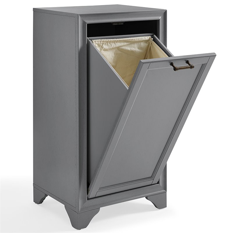 Bowery Hill Engineered Wood Laundry Hamper in Vintage Gray Finish