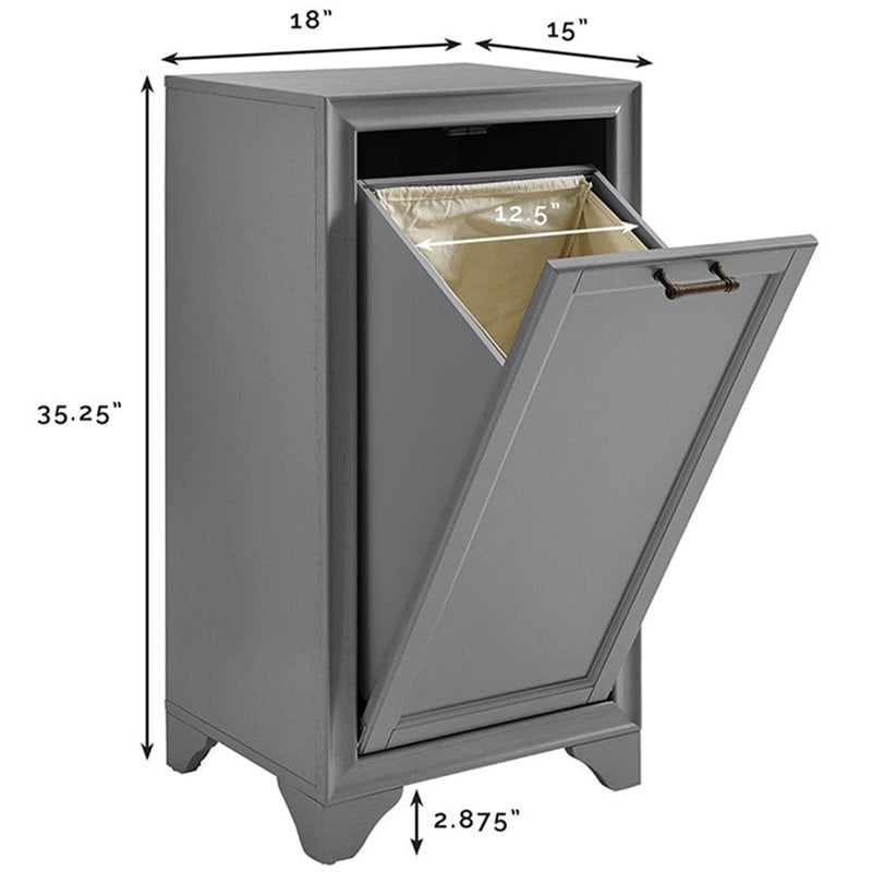Bowery Hill Engineered Wood Laundry Hamper in Vintage Gray Finish