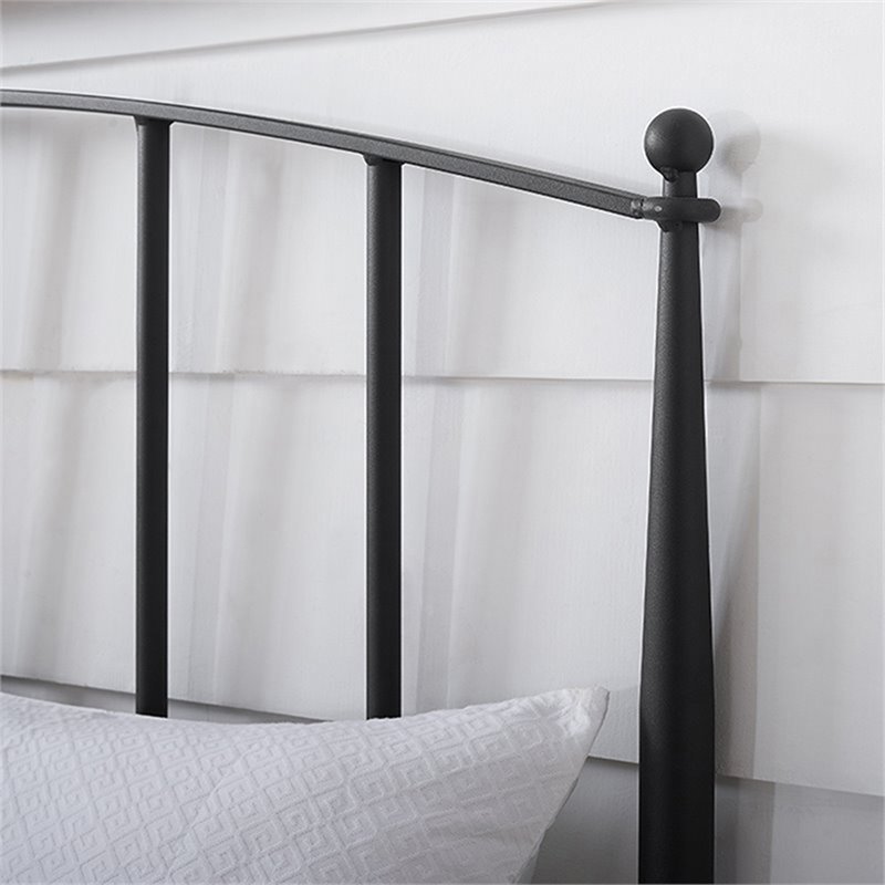 Bowery Hill Modern Metal Full Queen Spindle Headboard in Powder-Coated Black