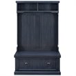 Bowery Hill 4-Hook Coastal Wood Hall Tree in Distressed Navy
