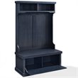 Bowery Hill 4-Hook Coastal Wood Hall Tree in Distressed Navy