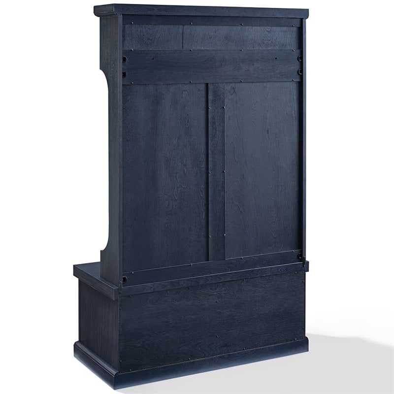Bowery Hill 4-Hook Coastal Wood Hall Tree in Distressed Navy