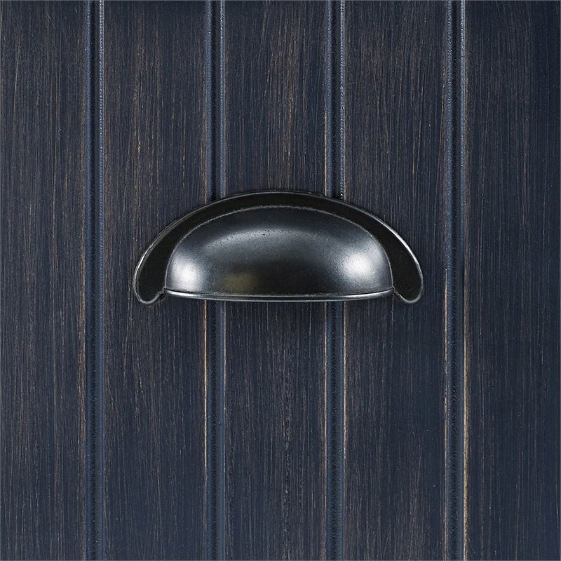 Bowery Hill 4-Hook Coastal Wood Hall Tree in Distressed Navy