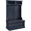 Bowery Hill 4-Hook Coastal Wood Hall Tree in Distressed Navy