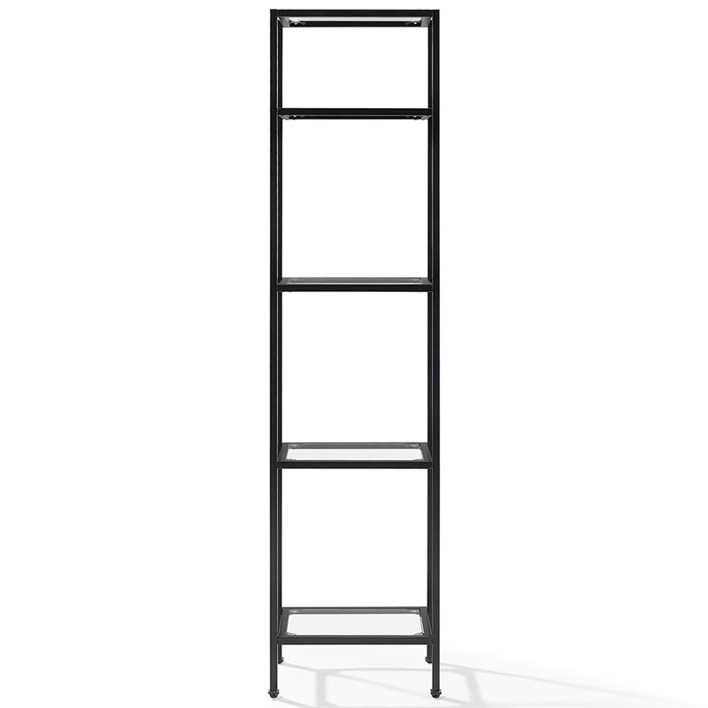 Bowery Hill 4-Shelf Modern Metal Etagere Bookcase in Oil Rubbed Bronze/Clear