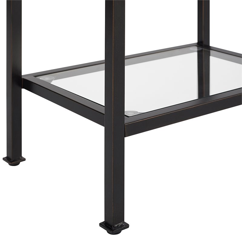 Bowery Hill 4-Shelf Modern Metal Etagere Bookcase in Oil Rubbed Bronze/Clear