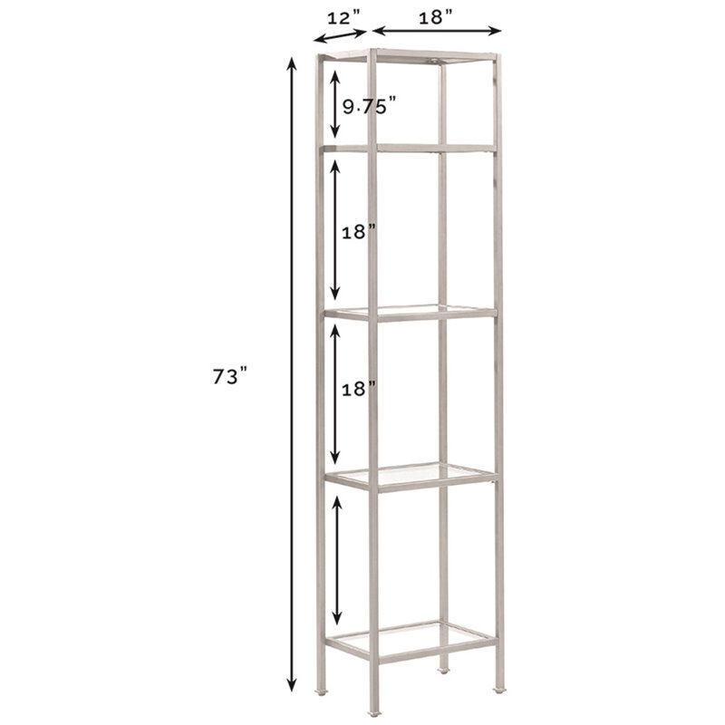 Bowery Hill 4-Shelf Modern Metal Etagere Bookcase in Oil Rubbed Bronze/Clear