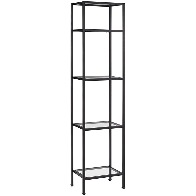 Bowery Hill 4-Shelf Modern Metal Etagere Bookcase in Oil Rubbed Bronze/Clear