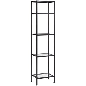 bowery hill 4 shelf narrow glass etagere bookcase in oil rubbed bronze