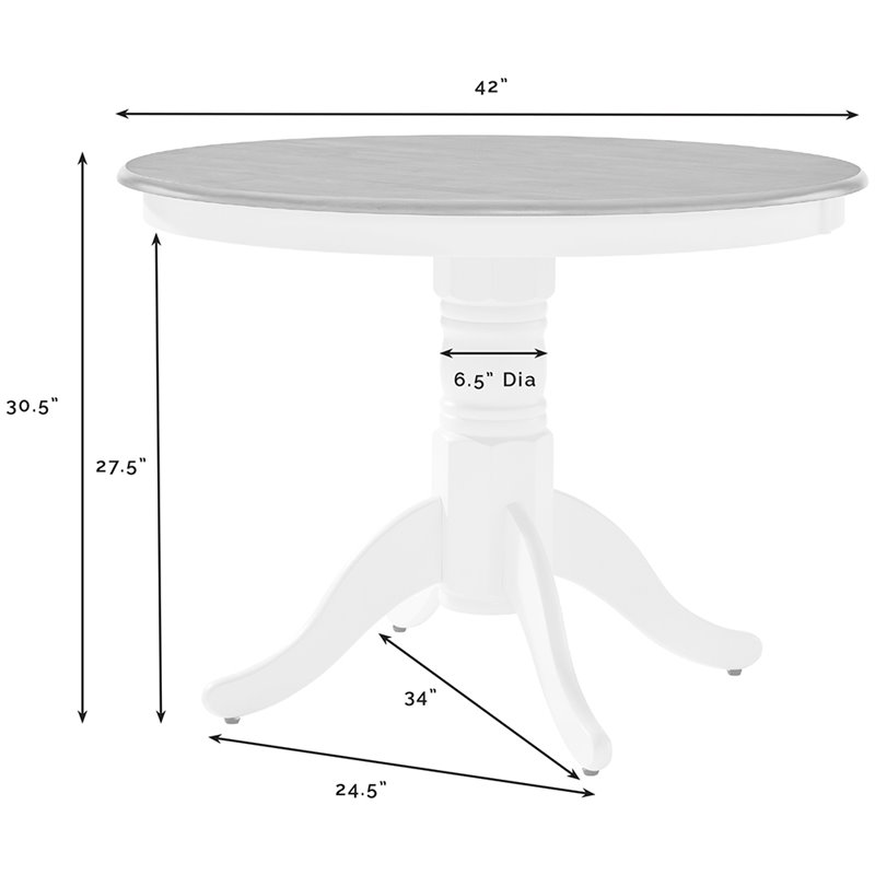 Bowery Hill 5-Piece Round Pedestal Wood Dining Set in Rubbed White/Rich Cherry