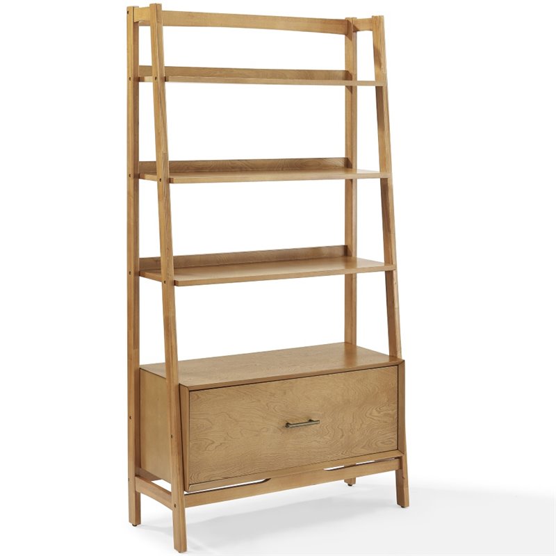 Bowery Hill 3-Piece Mid-Century Wood Etagere Bookcase Set in Acorn Brown