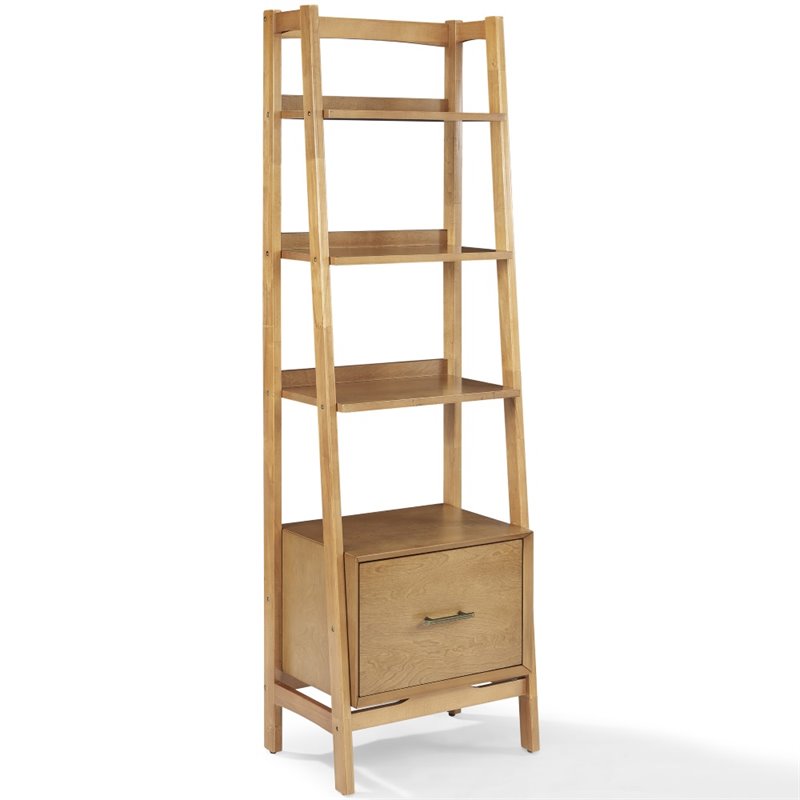 Bowery Hill 3-Piece Mid-Century Wood Etagere Bookcase Set in Acorn Brown