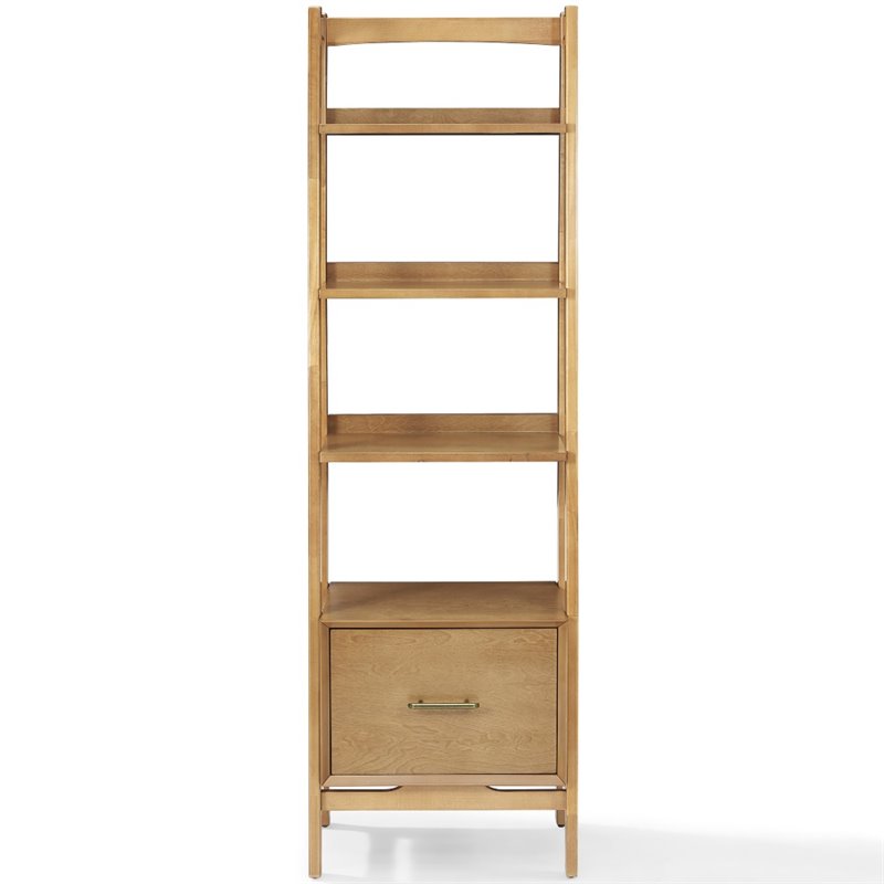 Bowery Hill 3-Piece Mid-Century Wood Etagere Bookcase Set in Acorn Brown